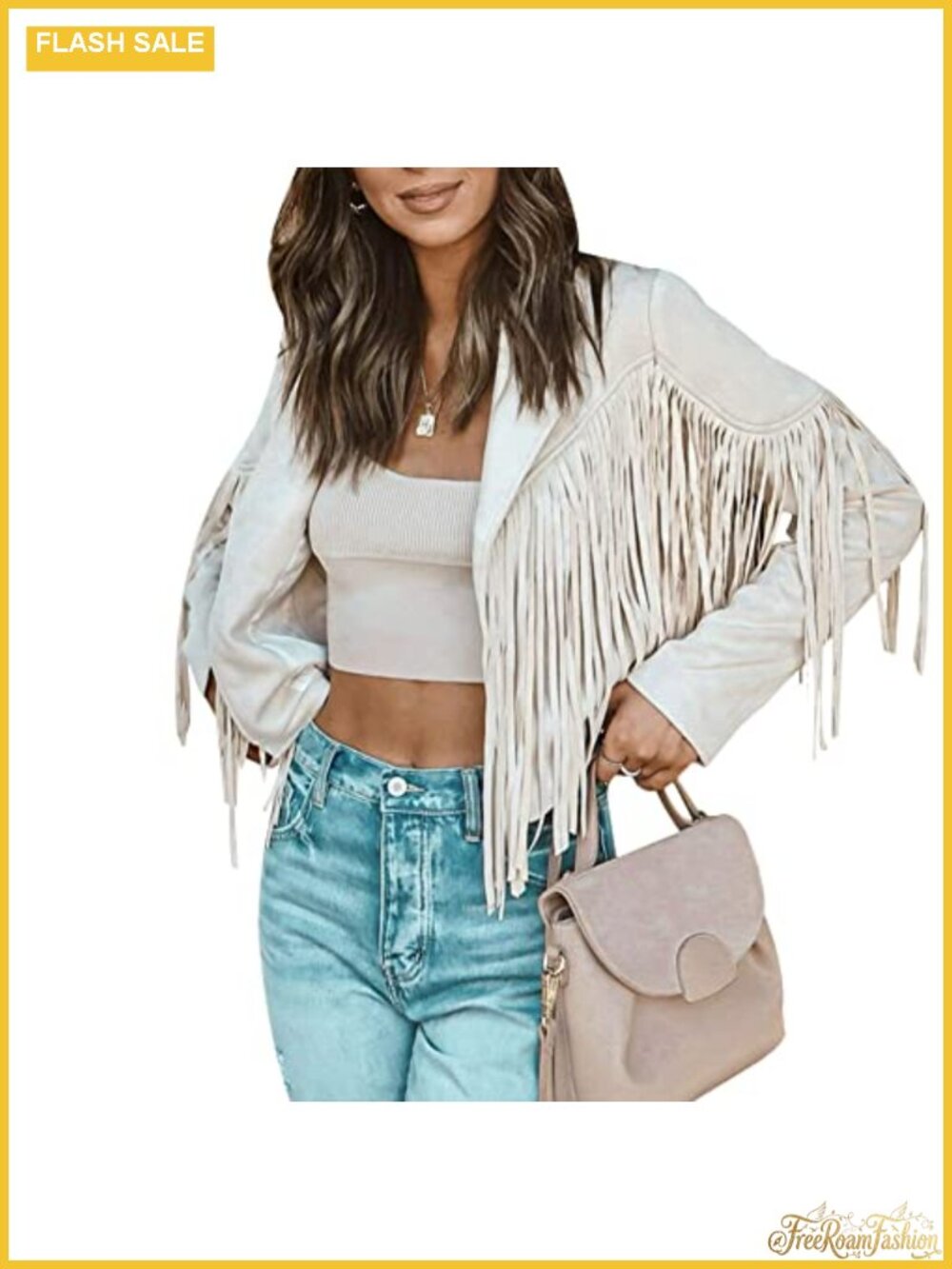Faux Leather Fringe Tassel Moto Biker Moto Jacket Women Cropped Open Front